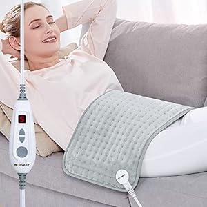 WOOMER Almohadilla térmica extragrande, almohadilla térmica eléctrica para aliviar el dolor de espalda y calambres, almohadilla térmica con opción multicolor, función de terapia de calor húmedo