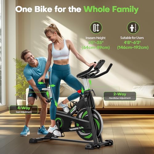 Exercise Bike, Riksion Indoor Cycling Bike/Stationary Bike for Home, Indoor Bike with Silent Belt Drive, Heavy Flywheel and Fully Adjustments for Home Gym Cardio Workout Training - Image 6