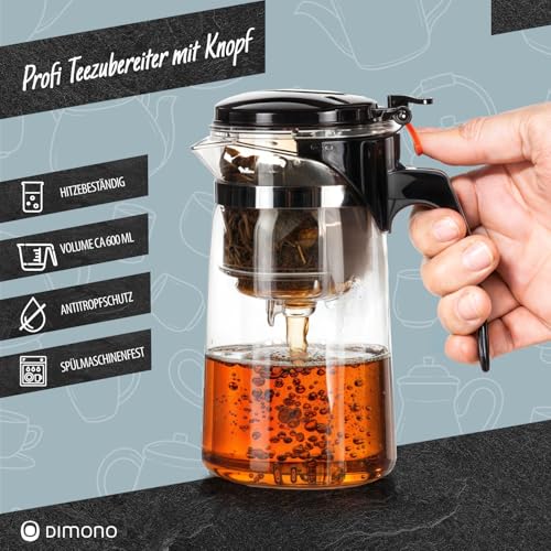 DIMONO® Teebereiter für Losen Tee mit Knopf - Tea Maker 450 ml – Bild 2