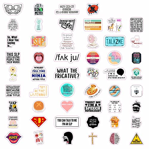 100 Pcs Funny Slp Stickers, Speech Therapy Stickers For Water Bottles & Laptops, Slp Gifts, Speech Language Pathology Gifts For Women And Men, Speech Therapy Gifts, Speech Language Pathology Stickers #TOP2