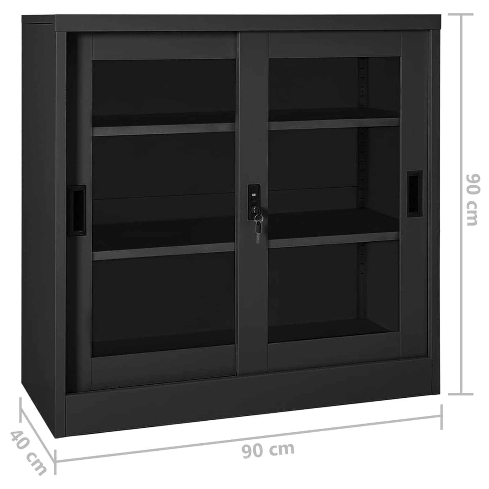 LAPOOH Armario con Puerta corredera, Armario Metalico, Armario Oficina, Mueble Archivador, Armario Archivador, Armario De Almacenamiento, Archivero Documentos, acero Antracita 90x40x90 cm