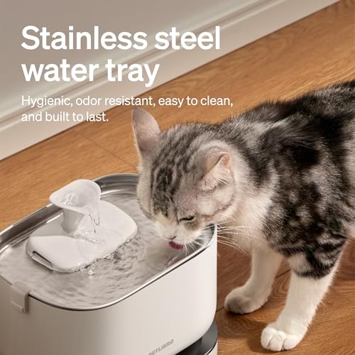 Image of PETLIBRO Cat Water Fountain, Cordless Pet Water Fountain Battery Operated, 2.5L /84oz Dockstream Water Fountains for Cats Indoor, Cat Fountain with Stainless Steel Tray, Easy to Clean BPA-Free