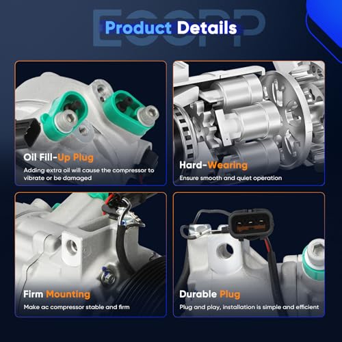 Image of ECCPP AC Compressor Fast Cooling 2011-2015 Fit for Hyundai Tucson 2.0L 2.4L 2011-2016 Fit for Kia Sportage 2.0L 2.4L Air Conditioning Compressor