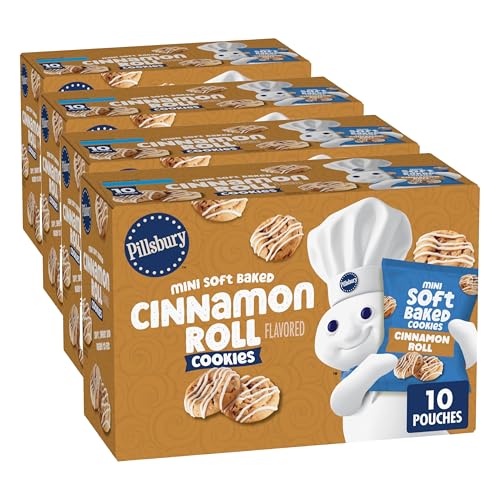 Pillsbury Mini Soft Baked Cinnamon Roll Flavored Cookies, 10 Count, (Pack of 4)