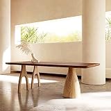 SUSUO Rectangle Modern Dining Table Solid Wood Leisure Coffee Table with Double Pedestal Base, 6 Foo