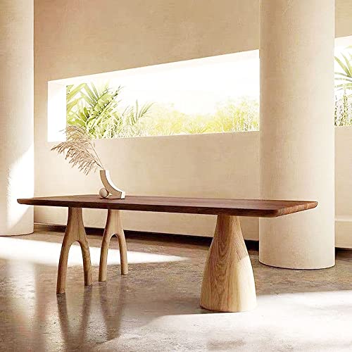 Susuo Rectangle Modern Dining Table Solid Wood Leisure Coffee Table With Double Pedestal Base, 6 Foot X 31.5 Mid-Century Modern Dining Room Table Walnut Kitchen Furniture #TOP9