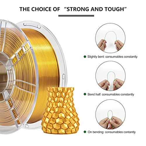Image of iBOSS PLA Plus (PLA+) Silk Filament 1.75mm, 3D Printer Filament,1.75 PLA Filament, Dimensional Accuracy + /- 0.02 mm, 1KG 2.2 LBS Spool 3D Printing Material(Silk Gold)