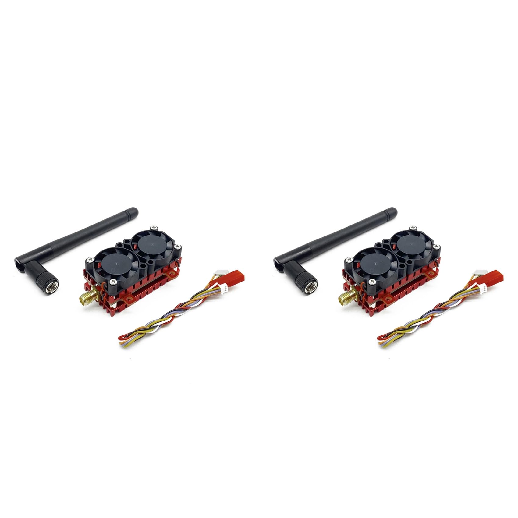 2X Trasmettitore Video FPV 5W 5.8G VTX 5000mW 48CH con Ventola di Raffreddamento 2S-6S per Drone RC FPV A Lungo Raggio