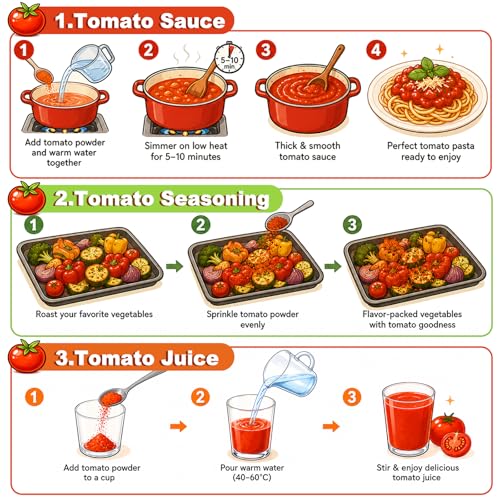 Image of 13OZ Dried Tomato Seasoning Powder, 100% Pure Tomato Powder with Umami Flavor, Premium Tomato for Cooking, Soup, Sauce & Pasta, Vegan, Gluten Free