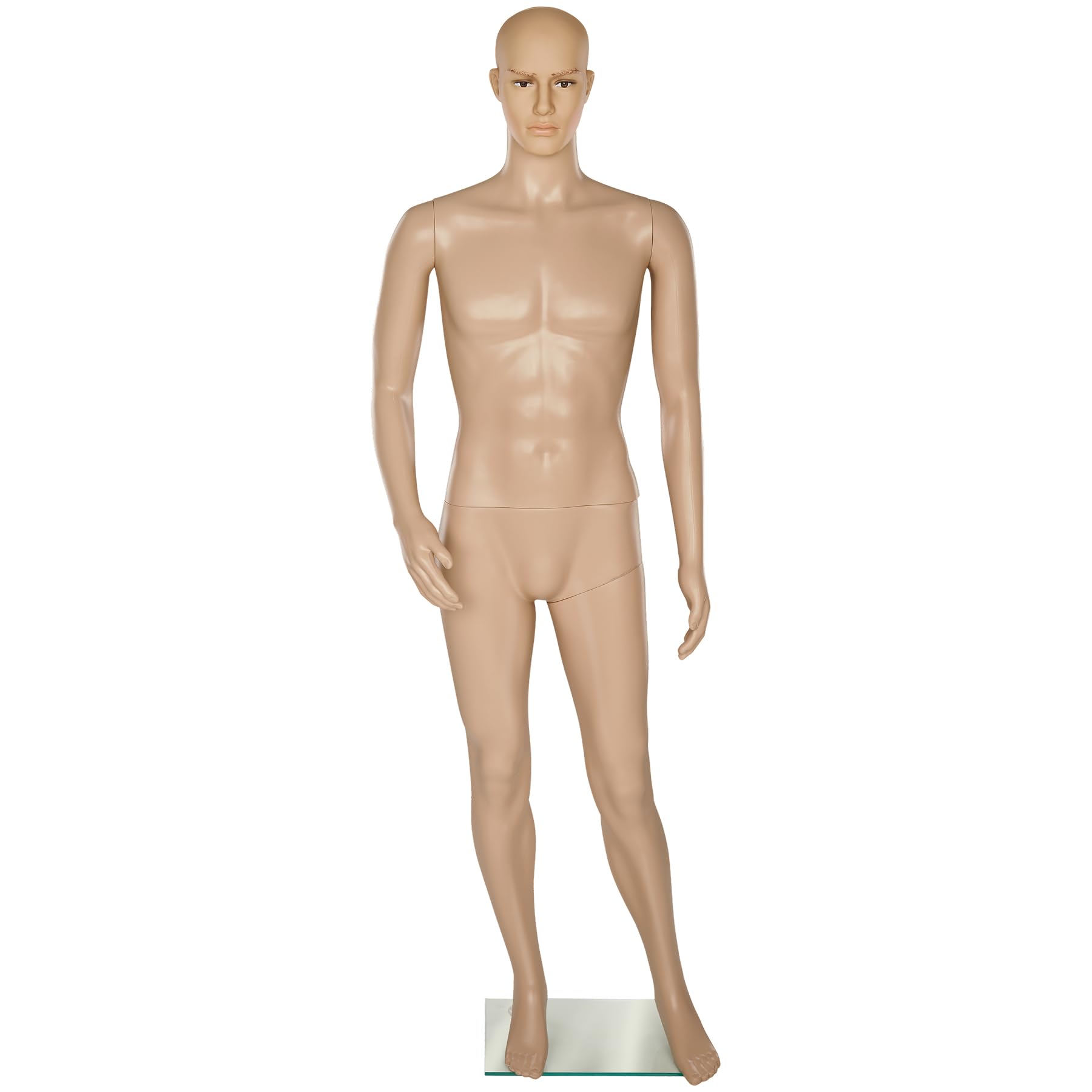 tectake® Manichino da vetrina, braccia mobili, testa girevole, base in vetro attacco al polpaccio, postura, Busto Da Sarta, taglia e cuci, Sartoria, Manichino Sartoriale Regolabile, Negozio -Uomo