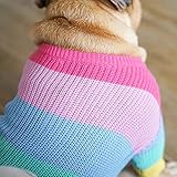Khemn Regenbogen Strickpullover Hundepullover - Niedliche Hundekleidung für Französische Bulldogge/Englische Bulldogge/Bullterrier/Mops (L)
