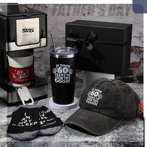 5 Pcs 50/60/70/80Th Birthday Gifts For Men, Include Birthday Baseball Cap Coffee Tumbler Cup Socks Keychain Gifts Idea (60Th) #TOP4