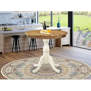 East West Furniture AST NLW TP Antique Modern Kitchen Table a Round Dining Table Top with Pedestal Base 36×36 Inch Multi Color