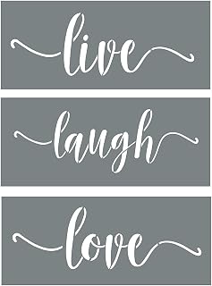 Live Laugh Love Quote Stencils - 3 Modern Script Stencils - Wall Stencil Set for Making DIY Wood Sign Decor - Paint Stencils are Reusable Stencils - DIY Stencils for Painting on Wood + More