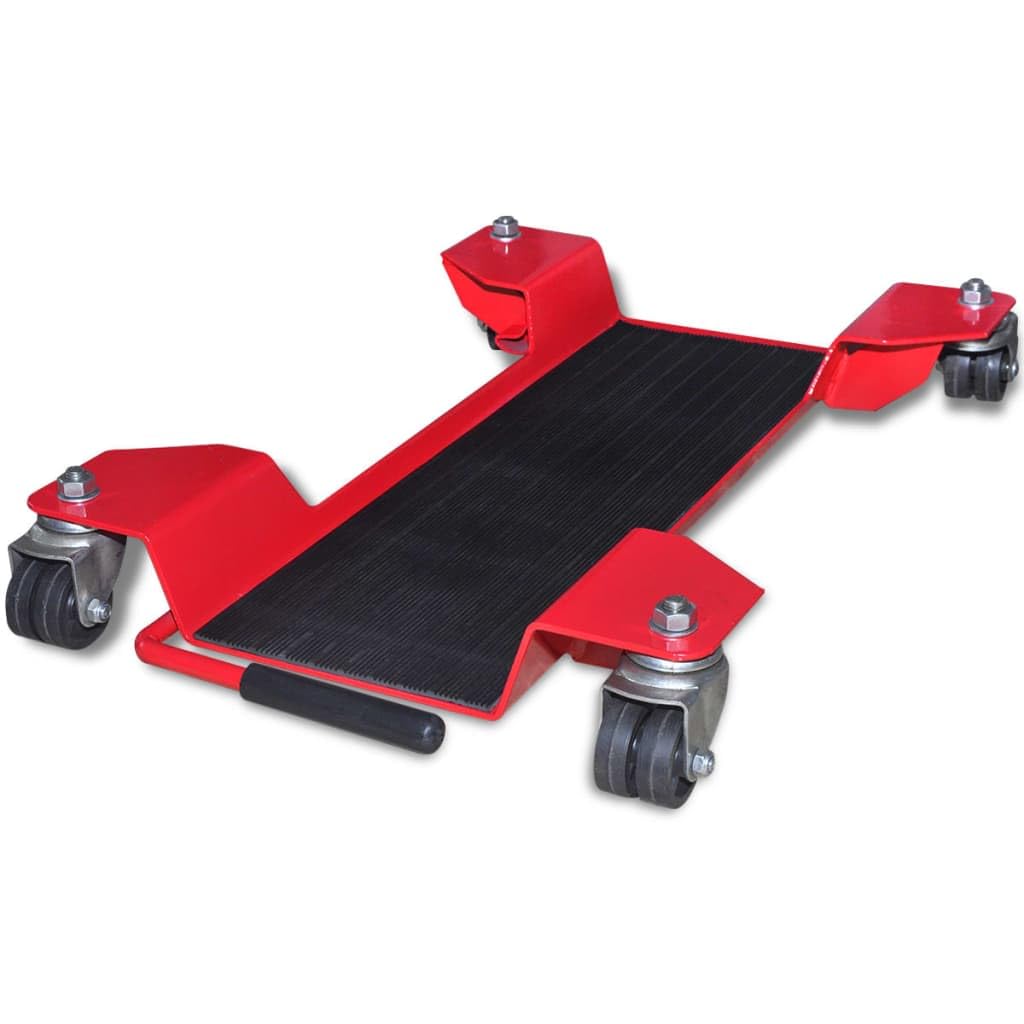 vidaXL Plataforma con Ruedas para Motocicleta Acero Rojo Dolly Soporte Rodante