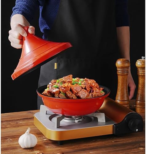 Cast Iron Enamel Pot Morocco Tagine Pot for Cooking Tajine Pot for Stovetop & Oven Use, Enhances Taste for Restaurant-Quality (Green 24cm)