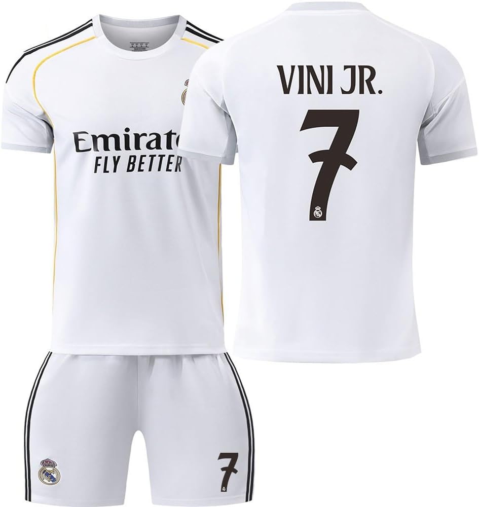 Real Madrid' 2025-26 Football Jersey Set for Boys Girls & Youth,Mens Soccer Jersey Football Uniforms # Mbappe #Vini Jr Bellingham Sport Specific Clothing with matching socks