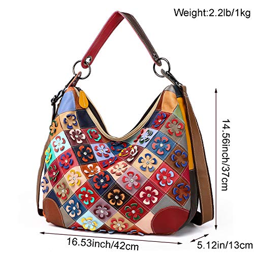 Women’s Genuine Leather Multicolor Floral Shoulder Bag Handbag Colorful Purses2