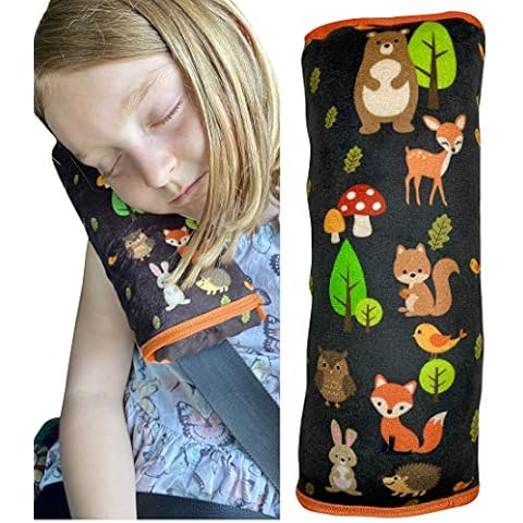 HECKBO Forest car seat Travel Pillow for Children Kids - Machine Washable - car Seatbelt Pillow Cover Pillows Protection car Pillow, Vacation Harness Pads Cover