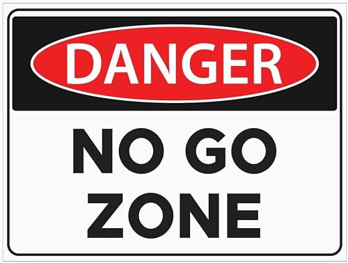 No Go Zone Rust Free Aluminum Tin Sign - Warning Decor with Pre-Drilled Holes for Indoor-Outdoor Construction Site, Hazardous Area, Secure Zone - 8x12 Inch​