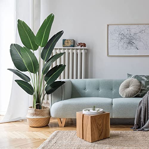 Ferrgoal Artificial Bird Of Paradise Plants 5Ft Fake Tropical Palm Tree With 10 Trunks In Pot And Woven Seagrass Belly Basket Perfect Faux Plant For Home Indoor Outdoor Office Modern Decor Green… #TOP4