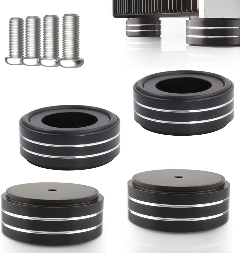 Piedini in alluminio 58x22 mm ammortizzatori vibrazioni HiFi nero con viti e anelli antiscivolo