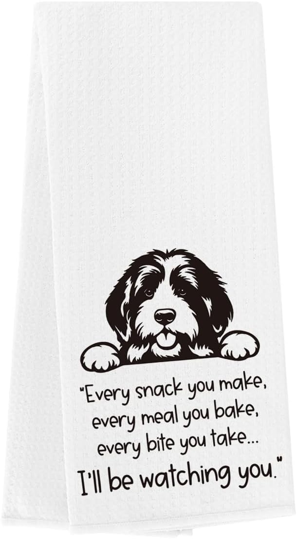 Bernedoodle Dog Kitchen Towels Gifts for Owners Women Men Bernedoodle Lovers Every Snack You Make Every Bite You Take Decor Waffle Weave Dish Towels for Kitchen 14 x 23 Inches