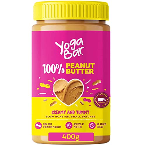 Image of Yogabar 100% Pure Peanut Butter | Creamy & Yummy Unsweetened | Slow Roasted | Non-GMO Premium Peanuts | No Added Sugar - 400gm