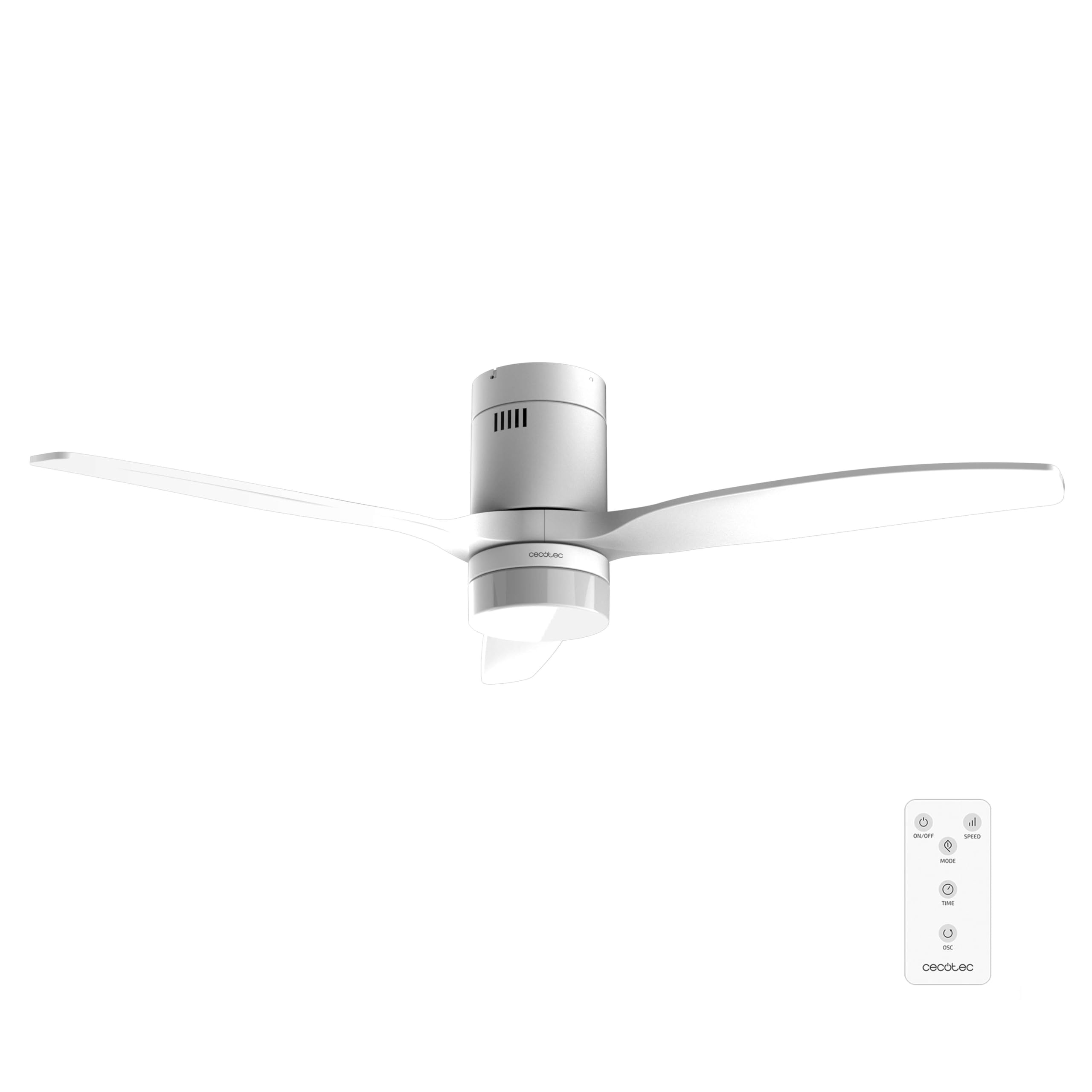 Cecotec Ventilatore da Soffitto con Luce e Telecomando EnergySilence Aero 4600 Arctic White&White. Motore DC 38W, Diametro 132cm, Lampada LED 18W, 3 Pale, 6 Velocità, Timer 8h, Ultra Silenzioso