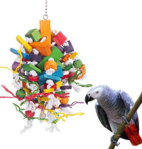 Bird Chewing Toy Large Medium Parrot Cage Bite Toys African Grey Macaws Cockatoos Eclectus Amazon (Waterfall-Big)