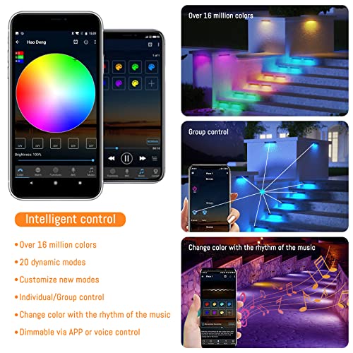 Duesi Smart Rgb Led Retaining Wall Lights, 8-Pack 7-Inch Hardscape Paver Lights With App Bluetooth Control, 3W Ip65 Waterproof Step Lights, Timer, Diy Dimming, Compatible With Alexa & Google Assistant #TOP1