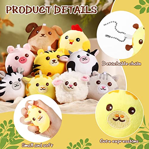 Mini Decompress Farm Stuffed Animals Plush 9 Pcs Colorful Adorable Jungle Animals Bulk Easter Egg Fillers Birthday Xmas Party Decor, 3.15 Inch #TOP1