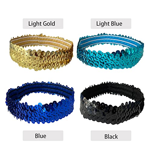 12 Pack Sequin Headbands Elastic Stretch Sparkly Fashion Headband For Teens Girls Women Hairband Sport Head Band Party Favors Muticolored #TOP5