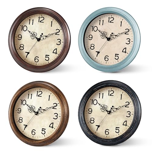 Image of KECYET Wall Clock Vintage, 12 Inch Wall Clocks Battery Operated, Retro Wall Clocks Silent Non Ticking Decorative for Kitchen Living Room Office Bathroom Farmhouse(Light Bronze)