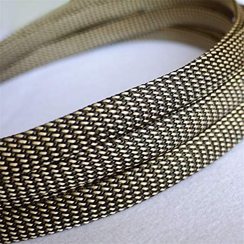 10/30 Meters Black & Gold 6mm Braid PET Expandable Sleeving High Density Sheathing Plaited Cable Sleeves - (Length: 30M)