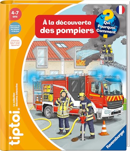 Ravensburger - tiptoi® - Livre interactif - À la découverte des pompiers - Jeu éducatif électronique, sans écran - A partir de 4 ans - version française...