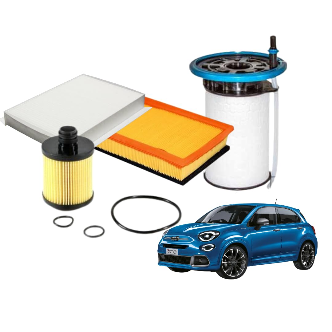 kit tagliando completo compatibile con fiat 500x 1.6 multijet 120 cv euro 6-4 filtri
