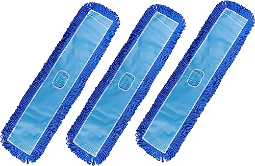 Matthew 36'' Microfiber Loop Dust Mop Washable Commercial&Residential Heavy Duty Mop Head Replacement Premium Absorbent Industrial Dust Mop Refill Pads for Hardwood, Office,Garage and Hotel -3Pack