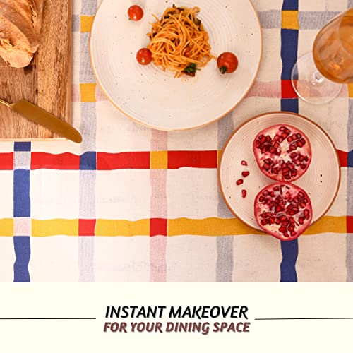 Folkulture Farmhouse Table Cloth 60 X 72 Inches, 100% Cotton Outdoor Tablecloth, Square Tablecloth, Striped Table Cover For Home Décor, Boho Tablecloth Or Dining Table Cover, (Breezy) #TOP4