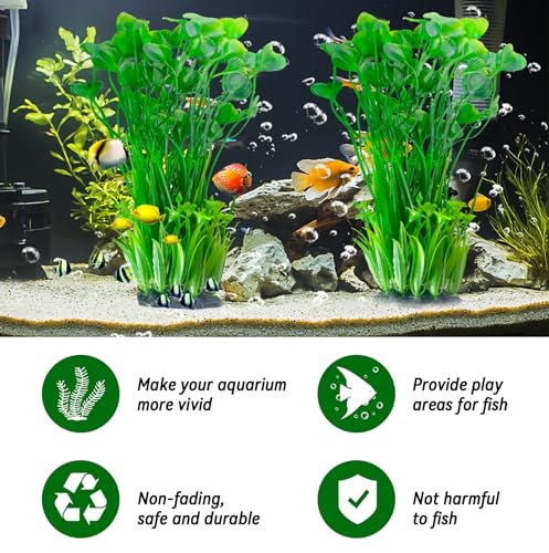 Image of kathson Large Plastic Aquarium Plants,2 Pcs Tall Fish Tank Plants Decor Artificial Seaweed Water Plant Ornament Freshwater and Saltwater Extra Large Aquarium Plant Decorations for Small Tanks