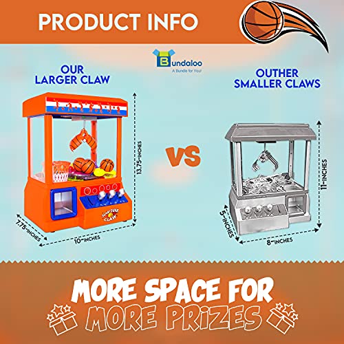 Bundaloo Slam Dunk Claw Machine - Miniature Candy Grabber For Kids With 3 Small Basketballs, 30 Reusable Tokens - Electronic Prize Dispenser Toy With Arcade Music - Party Game For Children #TOP4