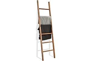 FUIN 6FT Natural Wood Ladder Decoration for Home Decor: Blanket Ladder, Quilt Holder, Towel Rack