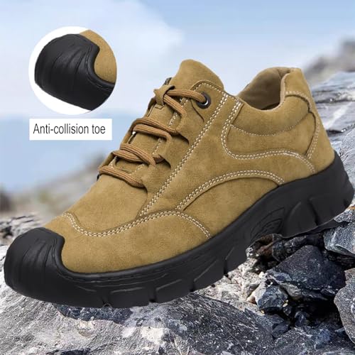 Men's Suede Leather Non-Slip Lace Up Hiking Shoes Low Cut Comfortable Waterproof Lightweight Trekking Outdoor Sneaker Summer Breathable Casual Walking Shoes3