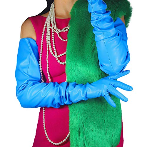 Image of DooWay Unisex 90CM LONG LEATHER GLOVES Oversized Loose Fit 35 Inches Shoulder Length Faux PU for Adult Party Cosplay Costume