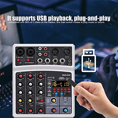 PFDTS 4 kanaals 16 DSP AUDIO MIXERS USB-geluidskaartinterfaceconsole met Bluetooth-compatibele 48V Phantom Power (Color : A) - Image 6