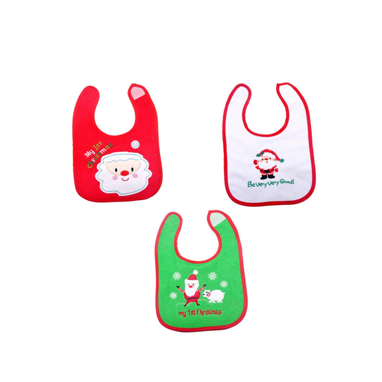 ibasenice 9piezas Baberos De Alimentación Para Bebés Recogedor Diseño Navideño De Santa Claus Perfectos Comida Dentición