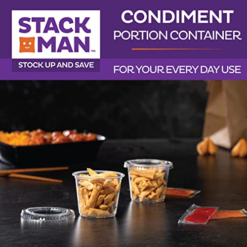Image of [100 Sets - 5.5 oz.] Plastic Clear Portion Cups, Snack / Yogurt /Parfait / Pudding / Souffle /Dessert Cups, Disposable Containers with Lids 5.5oz.