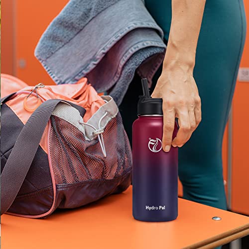 Image of HydroPal Vacuum Insulated Water Bottle 1200ml /1000ml /750ml /500ml, 2 Lids (Straw & Spout), 12H Hot 24H Cold, BPA Free Stainless Steel Bottle, Leakproof Sports Water Bottle for Gym, Travel, Work