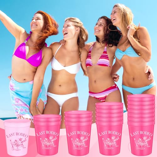 Image of Yungyan 24 Pack Bachelorette Party Plastic Cups Bulk 16oz, Last Rodeo