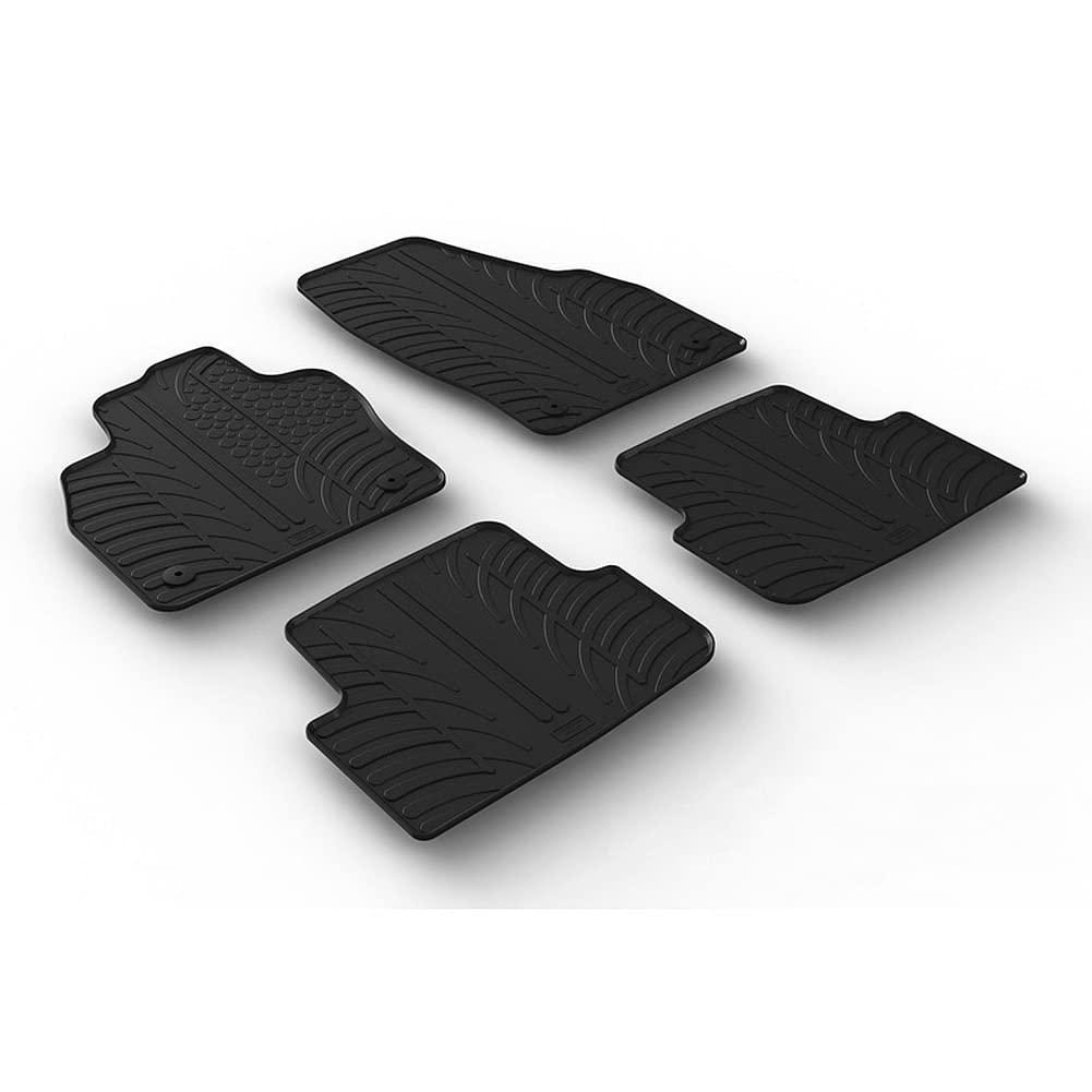 Gledring Set of Rubber Mats Compatible with Volkswagen Taigo 2021 (T Profile 4-Piece + Mounting Clips), Black